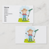 niedlicher Strichmännchen Gärtner Bauer Visitenkarte (Vorne/Hinten)