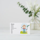 niedlicher Strichmännchen Gärtner Bauer Visitenkarte (Stehend Vorderseite)