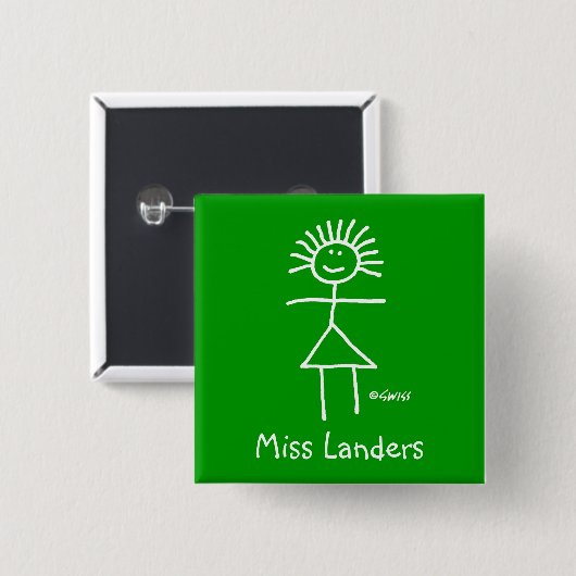 Niedlicher Strichmännchen-Lehrer am Button (Vorne & Hinten)