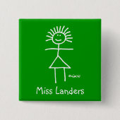 Niedlicher Strichmännchen-Lehrer am Button (Vorderseite)