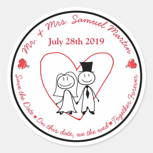 Niedlicher Strichmännchen-Umschlag Aufkleber (Vorderseite)