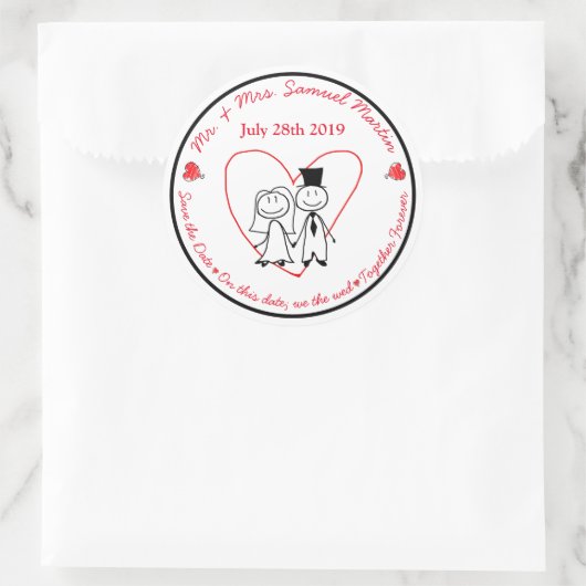 Niedlicher Strichmännchen-Umschlag Aufkleber (Tasche)