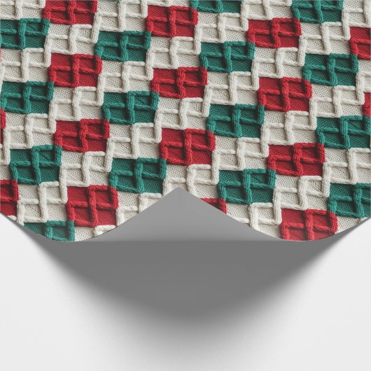 Niedlicher Strick Pattern Geschenkpapier (Ecke)