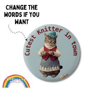 Niedlicher Strickkatzenliebhaber Button