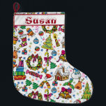 Niedlicher Strumpf Beautiful Doodle Clip Art Name Großer Weihnachtsstrumpf<br><div class="desc">Spaß und schöner Weihnachts-Strumpf mit geschriebenem Text,  dass Sie ändern können,  wie es Sie Anzug. Sie sind herzlich eingeladen,  meinen Laden für schönere Produkte zu besuchen.</div>