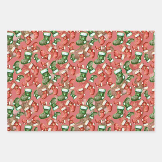 Niedlicher Strumpf Geschenkpapier Set (Vorderseite 3)