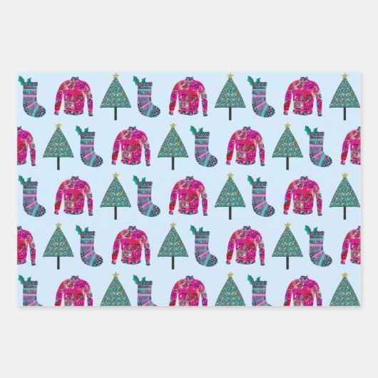 Niedlicher Strumpf Pattern Geschenkpapier Set (Vorderseite 3)