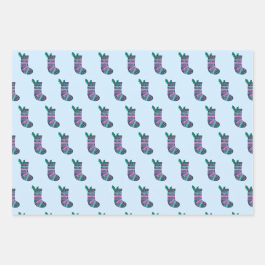 Niedlicher Strumpf Pattern Geschenkpapier Set (Vorderseite 2)