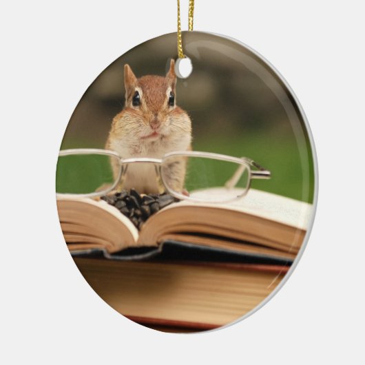 Niedlicher Studious Chipmunk Keramikornament (Links)