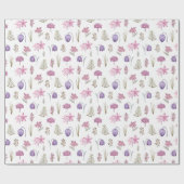 Niedlicher, stylischer Aquarell Pink Purple Blumen Geschenkpapier (Flach)