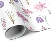 Niedlicher, stylischer Aquarell Pink Purple Blumen Geschenkpapier (Rolleneckpunkt)