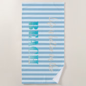 Niedlicher, stylischer Strand, blau gestreift Strandtuch (Vorderseite)