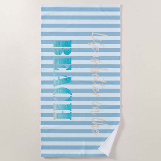 Niedlicher, stylischer Strand, blau gestreift Strandtuch (Vorderseite)