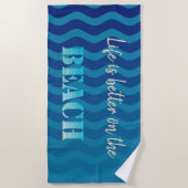 Niedlicher, stylischer Strand, Blue Waves Strandtuch (Vorderseite)