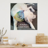 Niedlicher, stylischer White Dog mit farbenfroher Poster (Küche)