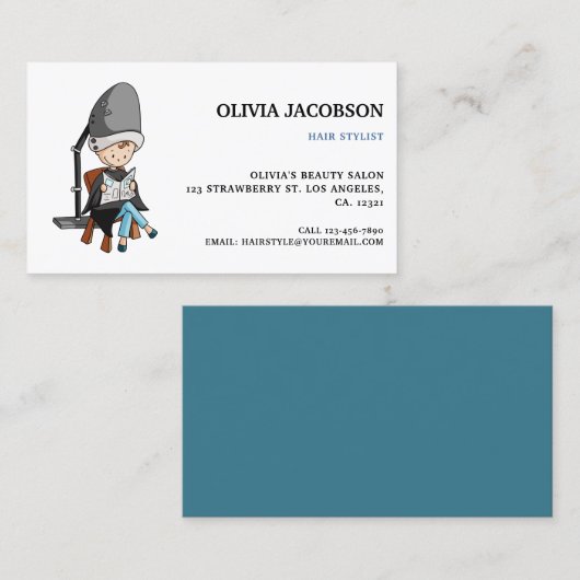 Niedlicher Stylist-Cartoon für einfache Haare Zeic Visitenkarte (Vorne/Hinten)