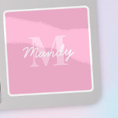 Niedlicher Suchkursname und Monogramm | Pink Aufkleber