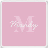 Niedlicher Suchkursname und Monogramm | Pink Aufkleber (Vorderseite)