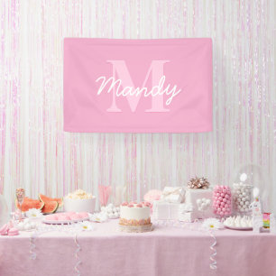 Niedlicher Suchkursname und Monogramm   Pink Banner