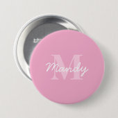 Niedlicher Suchkursname und Monogramm | Pink Button (Vorne & Hinten)