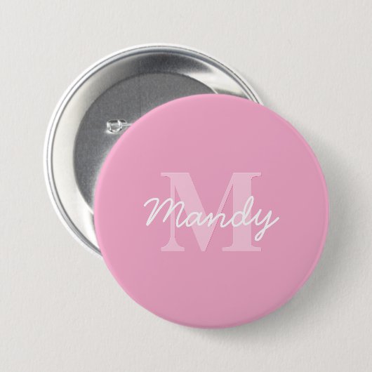 Niedlicher Suchkursname und Monogramm | Pink Button (Vorne & Hinten)