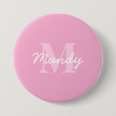 Niedlicher Suchkursname und Monogramm | Pink Button (Vorderseite)