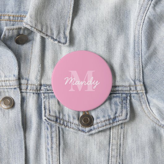 Niedlicher Suchkursname und Monogramm | Pink Button (Beispiel)
