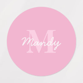 Niedlicher Suchkursname und Monogramm | Pink Etiketten
