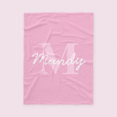 Niedlicher Suchkursname und Monogramm | Pink Fleecedecke