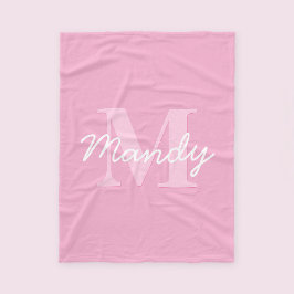 Niedlicher Suchkursname und Monogramm | Pink Fleecedecke
