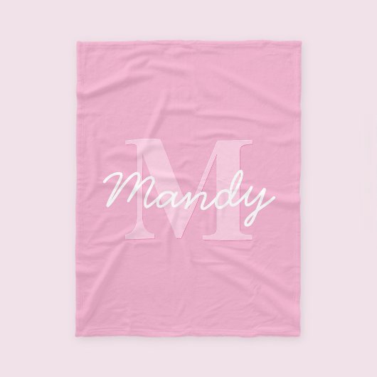 Niedlicher Suchkursname und Monogramm | Pink Fleecedecke