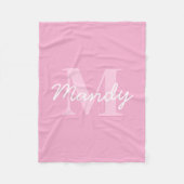Niedlicher Suchkursname und Monogramm | Pink Fleecedecke (Vorderseite)