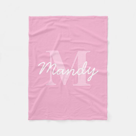 Niedlicher Suchkursname und Monogramm | Pink Fleecedecke (Vorderseite)