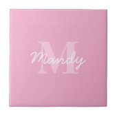 Niedlicher Suchkursname und Monogramm | Pink Fliese (Vorderseite)