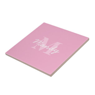 Niedlicher Suchkursname und Monogramm   Pink Fliese
