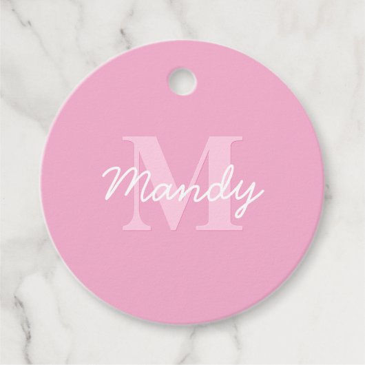 Niedlicher Suchkursname und Monogramm | Pink Geschenkanhänger (Vorderseite)