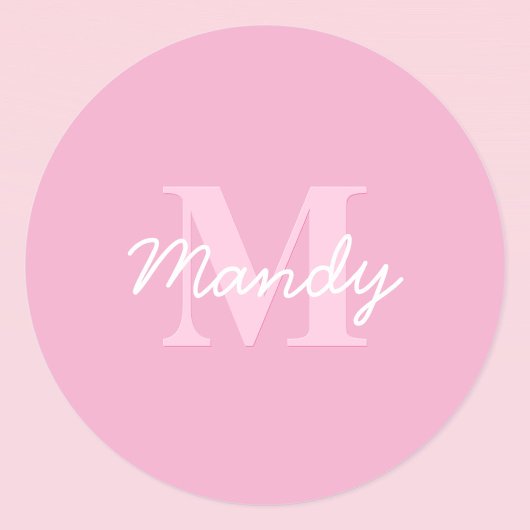 Niedlicher Suchkursname und Monogramm | Pink Runder Aufkleber