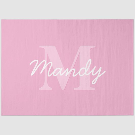 Niedlicher Suchkursname und Monogramm | Pink Seidenpapier (Vorderseite)