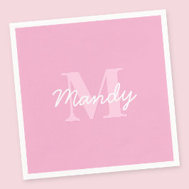 Niedlicher Suchkursname und Monogramm | Pink Serviette