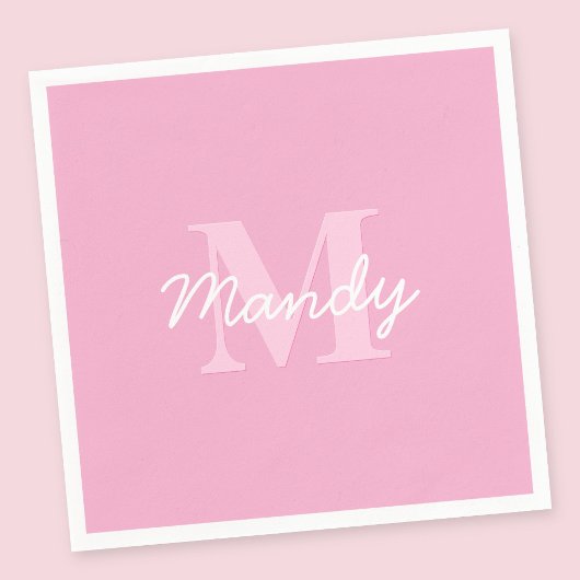 Niedlicher Suchkursname und Monogramm | Pink Serviette