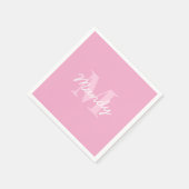 Niedlicher Suchkursname und Monogramm | Pink Serviette (Ecke)