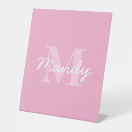 Niedlicher Suchkursname und Monogramm | Pink Sockelschild