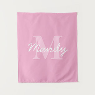Niedlicher Suchkursname und Monogramm Pink Wandteppich