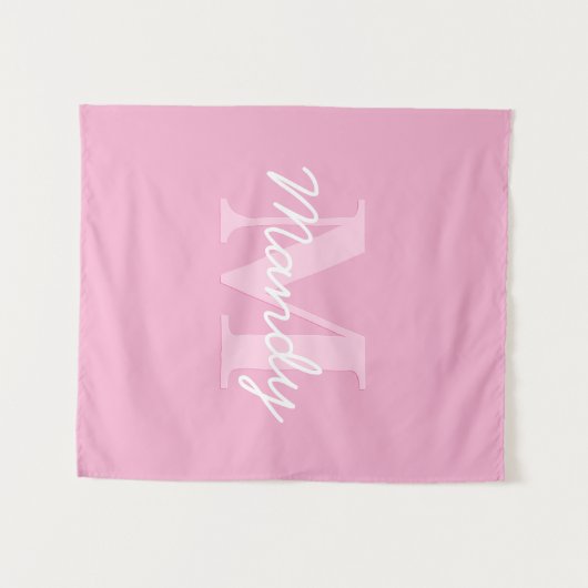 Niedlicher Suchkursname und Monogramm | Pink Wandteppich (Vorderseite (Horizontal))