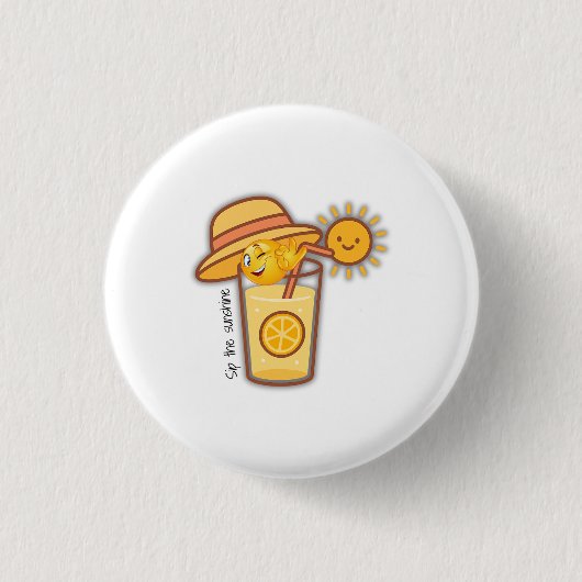 Niedlicher Summer Lemonade Cartoon T - Shirt - Sun Button (Vorderseite)