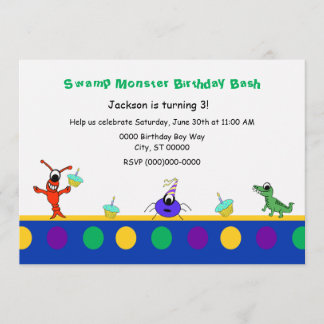 Niedlicher Sumpf-Monster Cajun Kindergeburtstag Einladung