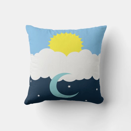 Niedlicher Sun-Mond und Stern-Baby-Illustration Kissen (Rückseite)