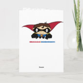 Niedlicher Superheld im Stadtbild Geburtskarte Karte (Rückseite)