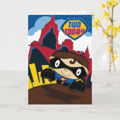 Niedlicher Superhero in der Karte (Gelbe Blume)