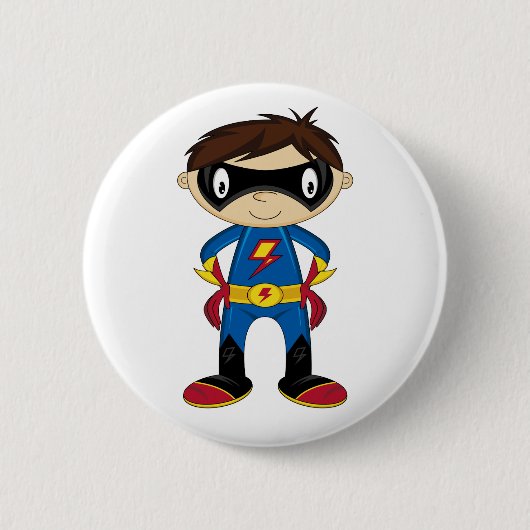 Niedlicher Superhero-Junge Button (Vorderseite)